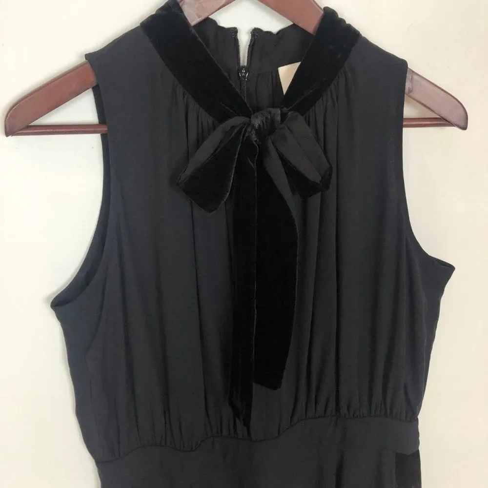 NWT Kate Spade Black Mixed Velvet Cropped Jumpsuit